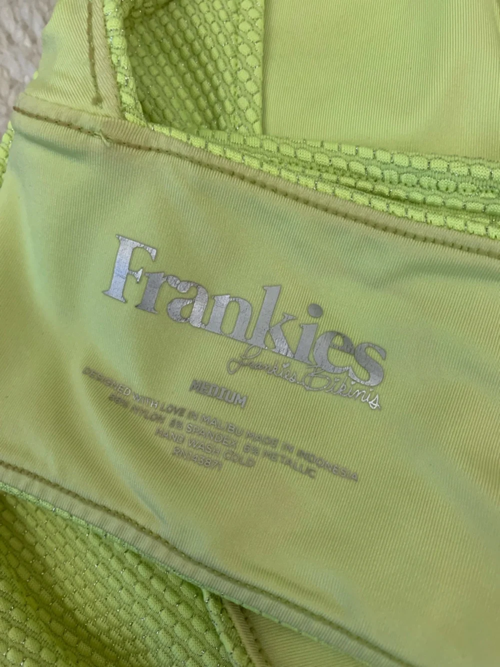 Frankie’s Bikinis One-Shoulder Yellow green Women’s Bikini **TOP ONLY**
